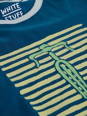 White Stuff Blue Bike Graphic 100% Cotton T-Shirt - Image 6 of 6