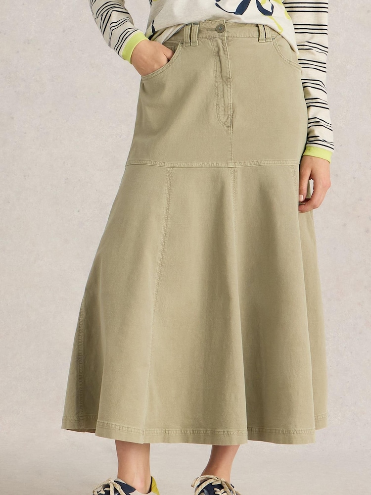 White Stuff Natural Quinn Midi Skirt - Image 1 of 6