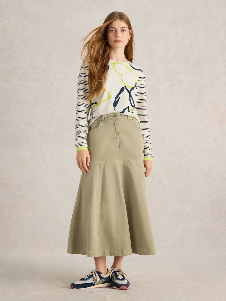 White Stuff Natural Quinn Midi Skirt - Image 2 of 6