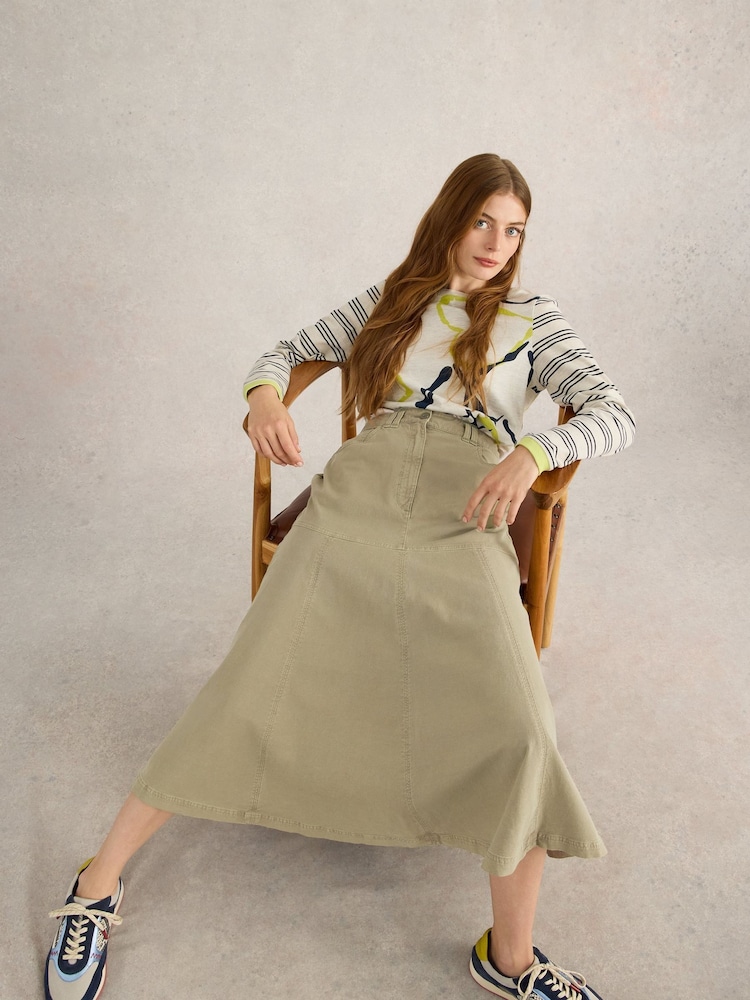 White Stuff Natural Quinn Midi Skirt - Image 5 of 6