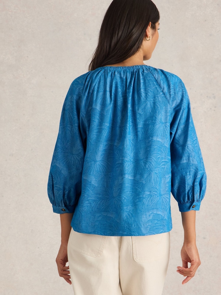 White Stuff Blue Marley Jacquard Top - Image 2 of 6