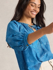 White Stuff Blue Marley Jacquard Top - Image 3 of 6