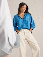 White Stuff Blue Marley Jacquard Top - Image 4 of 6