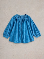 White Stuff Blue Marley Jacquard Top - Image 6 of 6
