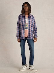 White Stuff Blue Moxley Brushed Long Sleeve Check Shirt - Image 1 of 6