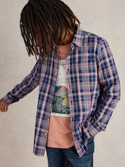 White Stuff Blue Moxley Brushed Long Sleeve Check Shirt - Image 2 of 6