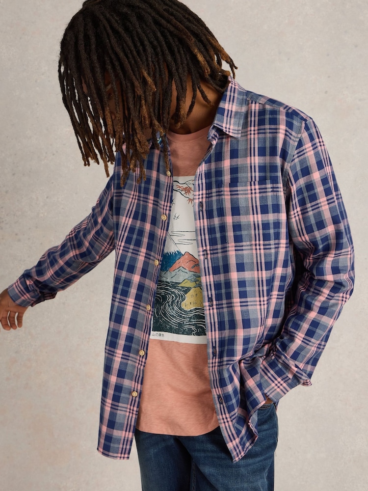 White Stuff Blue Moxley Brushed Long Sleeve Check Shirt - Image 2 of 6