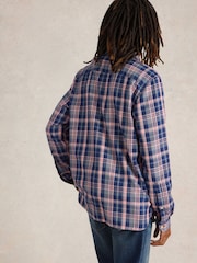White Stuff Blue Moxley Brushed Long Sleeve Check Shirt - Image 3 of 6