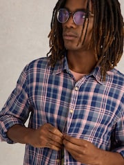 White Stuff Blue Moxley Brushed Long Sleeve Check Shirt - Image 4 of 6