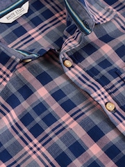 White Stuff Blue Moxley Brushed Long Sleeve Check Shirt - Image 6 of 6