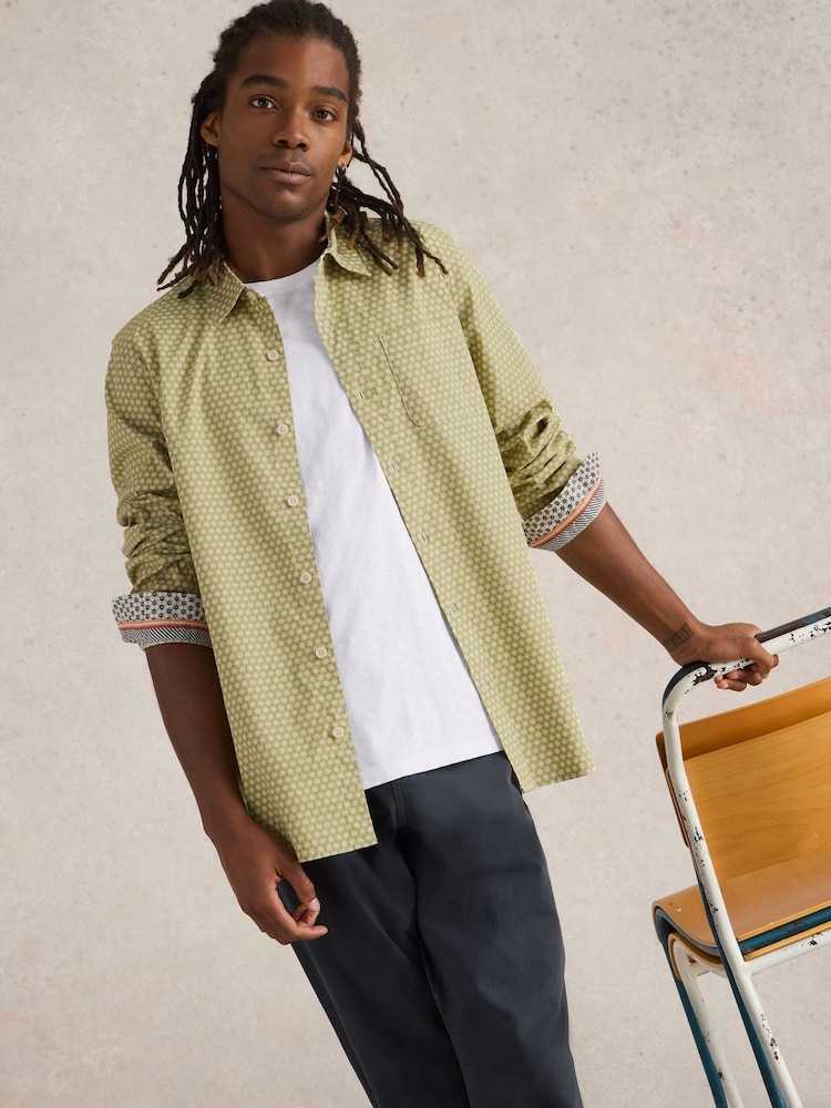 White Stuff Green Mini Flower Printed Shirt - Image 1 of 6