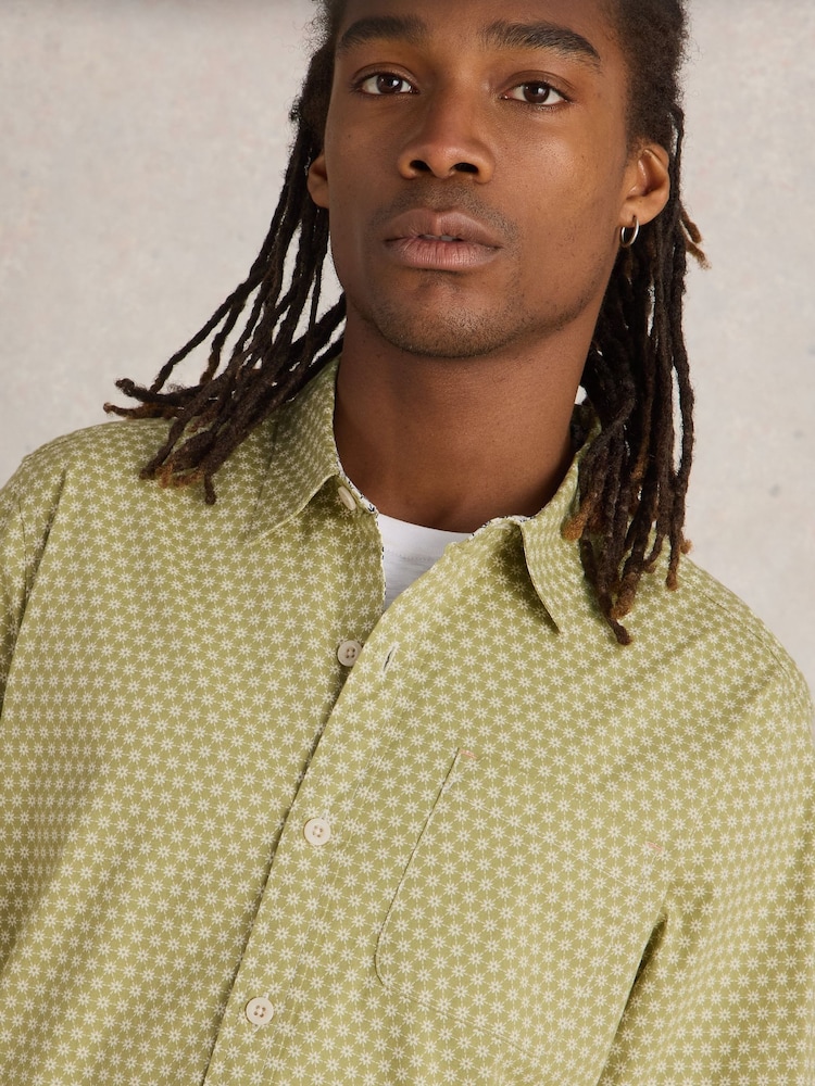 White Stuff Green Mini Flower Printed Shirt - Image 4 of 6