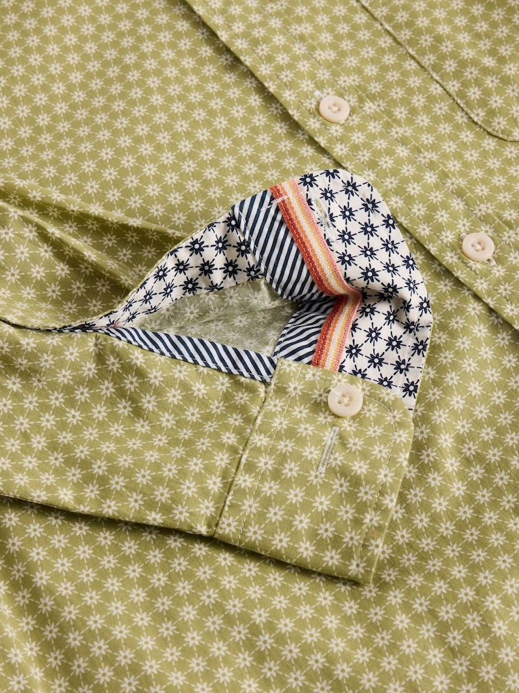White Stuff Green Mini Flower Printed Shirt - Image 6 of 6