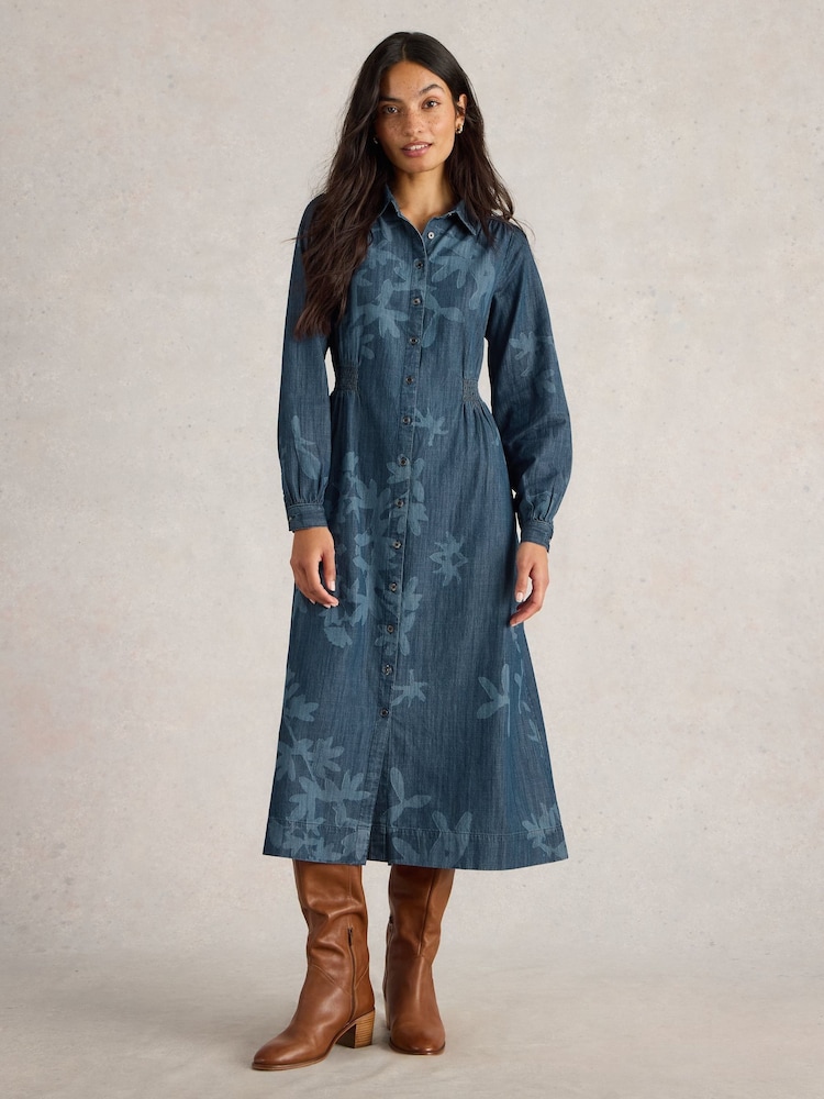 White Stuff Blue Farah Denim Midi Dress - Image 1 of 6
