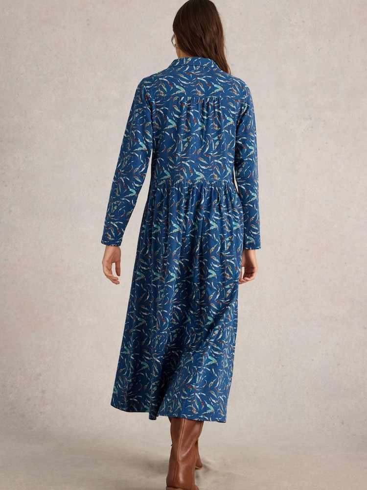 White Stuff Blue Rylee Jersey 100% Cotton Shirt Dress - Image 2 of 6