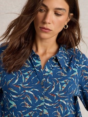 White Stuff Blue Rylee Jersey 100% Cotton Shirt Dress - Image 4 of 6