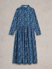 White Stuff Blue Rylee Jersey 100% Cotton Shirt Dress - Image 5 of 6