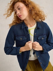 White Stuff Blue Camille Jersey Jacket - Image 3 of 6