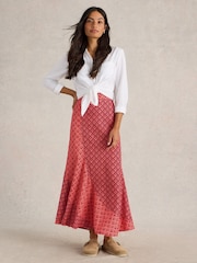 White Stuff Red Sara Linen Blend Maxi Skirt - Image 1 of 6
