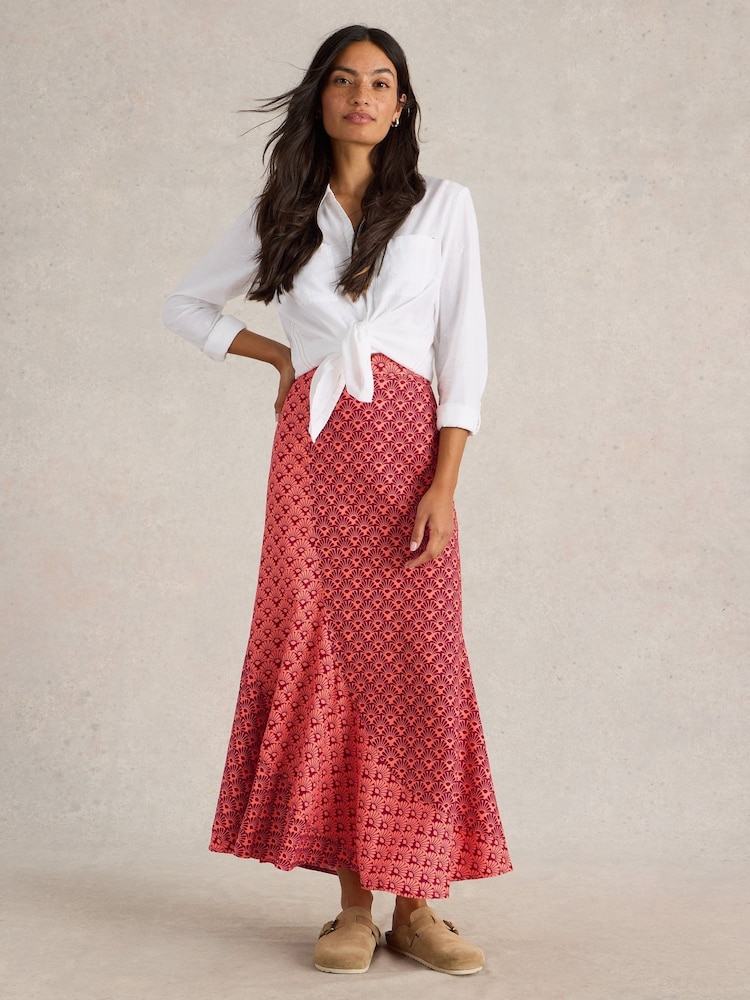 White Stuff Red Sara Linen Blend Maxi Skirt - Image 1 of 6