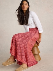 White Stuff Red Sara Linen Blend Maxi Skirt - Image 2 of 6