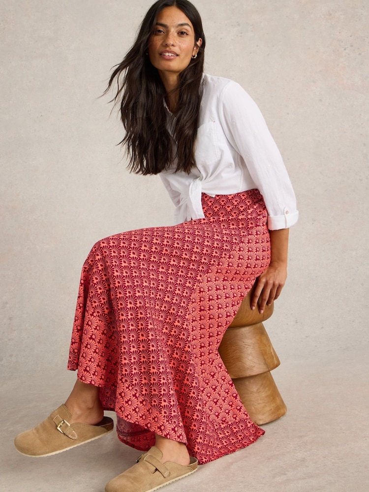 White Stuff Red Sara Linen Blend Maxi Skirt - Image 2 of 6