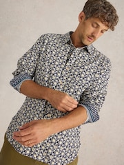 White Stuff Blue Fuji Flower Printed Shirt - Image 3 of 6