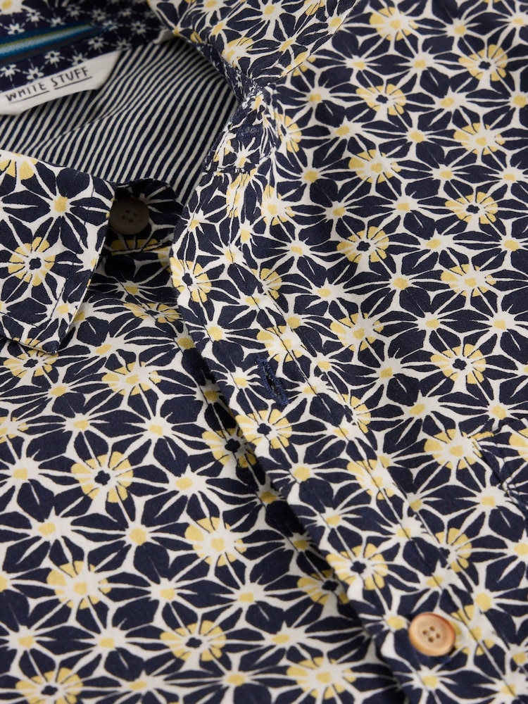 White Stuff Blue Fuji Flower Printed Shirt - Image 6 of 6