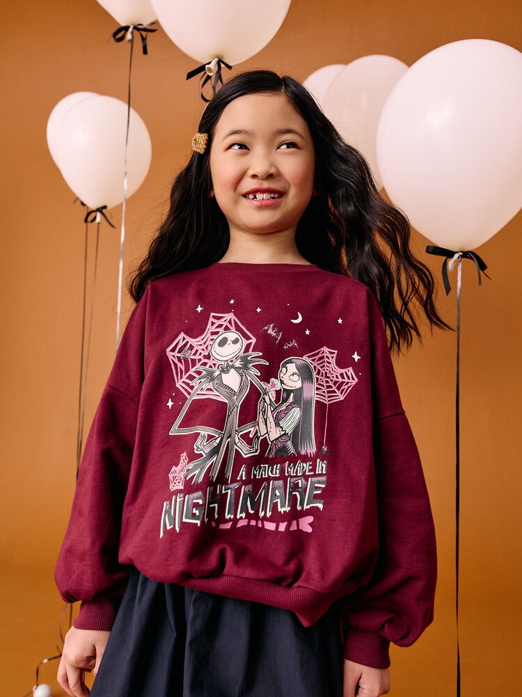 Burgundy The Nightmare Before Christmas Long Sleeve Sweatshirt (3-16yrs) - Image 1 of 6