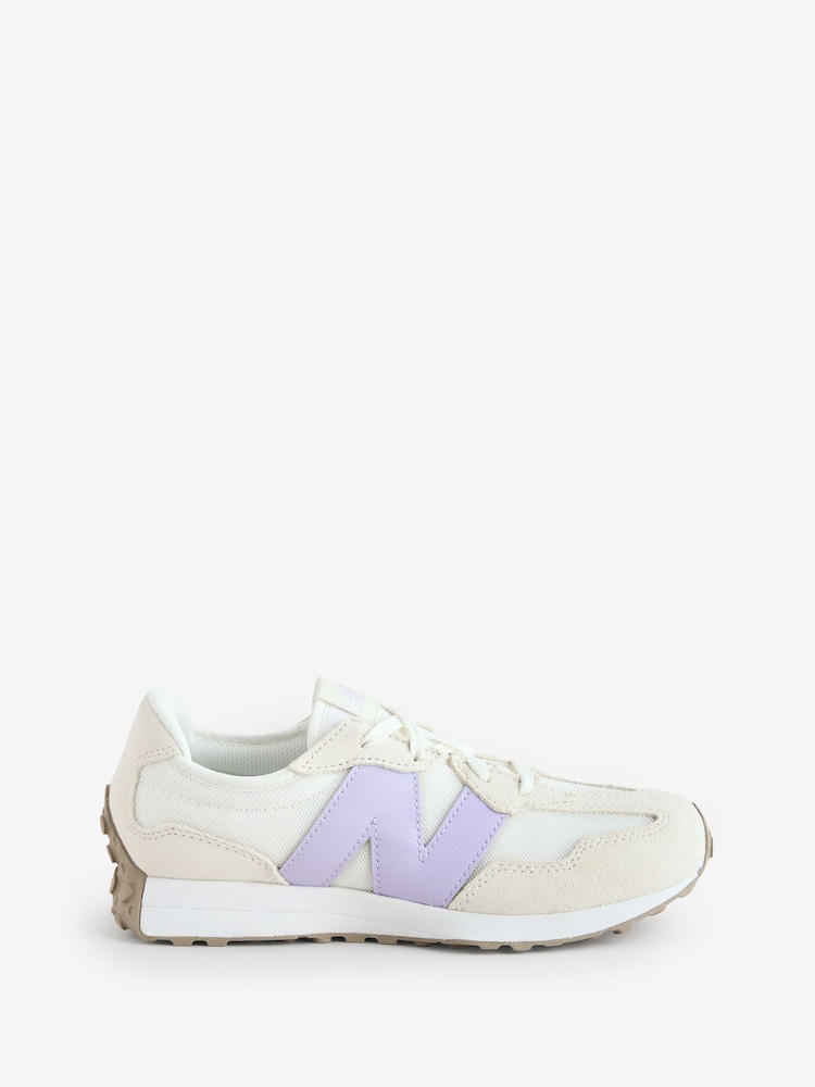 New Balance Purple on White Girls 327 Trainers - Image 5 of 5