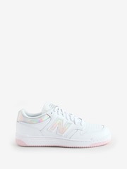 New Balance White/Silver Girls Youth 480 Trainers - Image 6 of 6