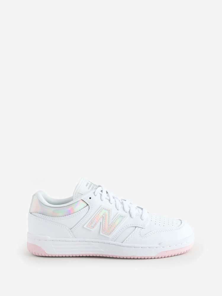 New Balance White/Silver Girls Youth 480 Trainers - Image 6 of 6