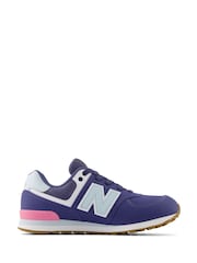 New Balance Blue Girls 574 Trainers - Image 2 of 8