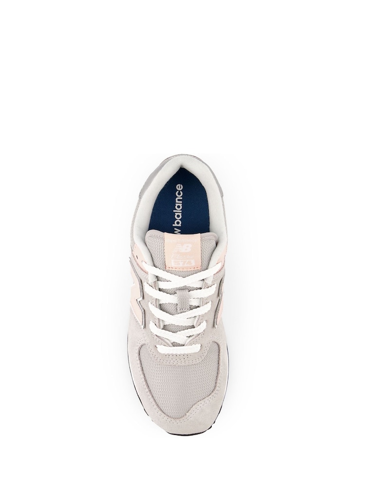 New Balance Grey/Pink/White Girls 574 Trainers - Image 2 of 7