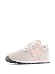 New Balance Grey/Pink/White Girls 574 Trainers - Image 3 of 7