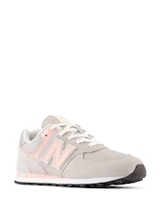 New Balance Grey/Pink/White Girls 574 Trainers - Image 4 of 7