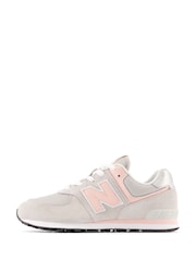 New Balance Grey/Pink/White Girls 574 Trainers - Image 5 of 7