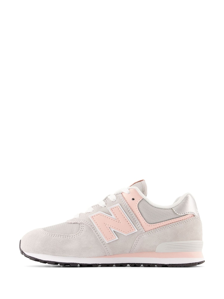 New Balance Grey/Pink/White Girls 574 Trainers - Image 7 of 7