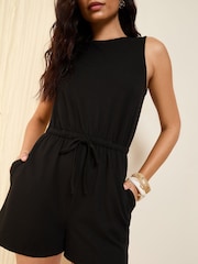 Friends Like These Black Scoop Neck Sleeveless Jersey Playsuit - Image 2 of 5