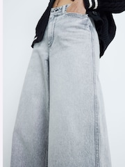 River Island Grey 100% Cotton Super Wide Jeans - Image 4 of 5