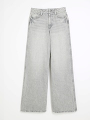 River Island Grey 100% Cotton Super Wide Jeans - Image 5 of 5