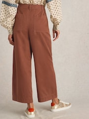 White Stuff Brown Romy Wide Leg Cropped Trousers - Image 2 of 6