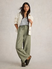 White Stuff Green Belle Linen Wide Leg Trousers - Image 1 of 6
