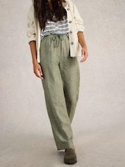 White Stuff Green Belle Linen Wide Leg Trousers - Image 2 of 6