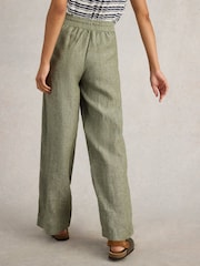 White Stuff Green Belle Linen Wide Leg Trousers - Image 3 of 6
