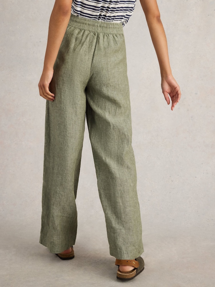 White Stuff Green Belle Linen Wide Leg Trousers - Image 3 of 6