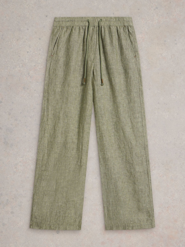 White Stuff Green Belle Linen Wide Leg Trousers - Image 6 of 6
