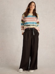 White Stuff Brown Sasha Tweedy Wide Leg Trousers - Image 1 of 6