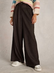 White Stuff Brown Sasha Tweedy Wide Leg Trousers - Image 3 of 6
