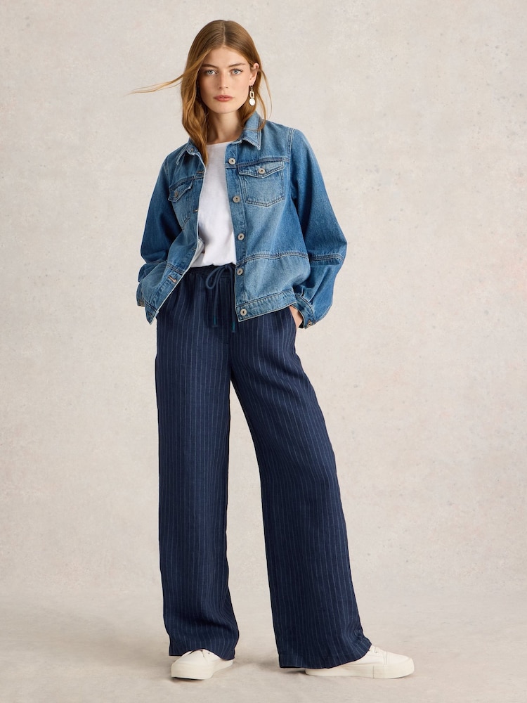 White Stuff Blue Belle Linen Wide Leg Trousers - Image 3 of 6